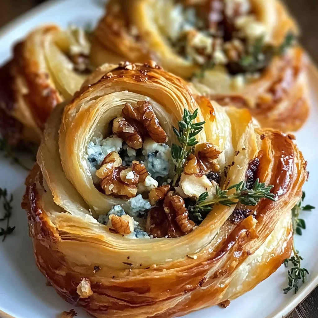 Blue Cheese Walnut Thyme Puff Pastry Twirl Recipe
