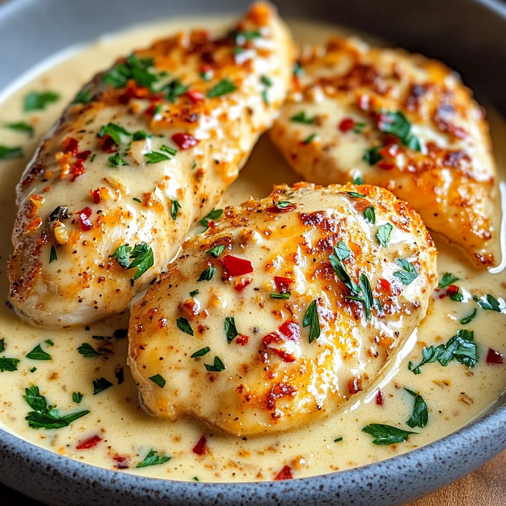 Chicken Fillet in Spicy, Creamy Garlic-Parmesan Sauce