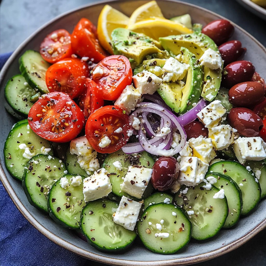 Easy Avocado & Feta Greek Salad