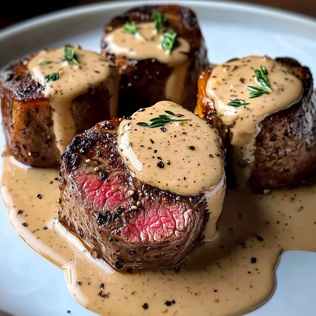 Elegant Filet Mignon with Creamy Peppercorn Sauce