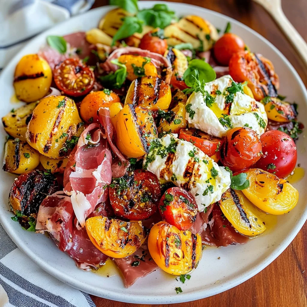 Grilled Nectarine Burrata Prosciutto Salad