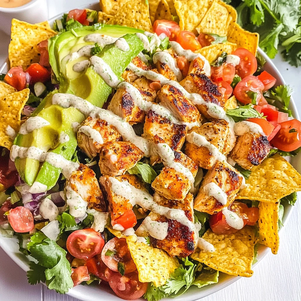 Loaded Chicken Taco Salad with Creamy Lime-Cilantro Dressing