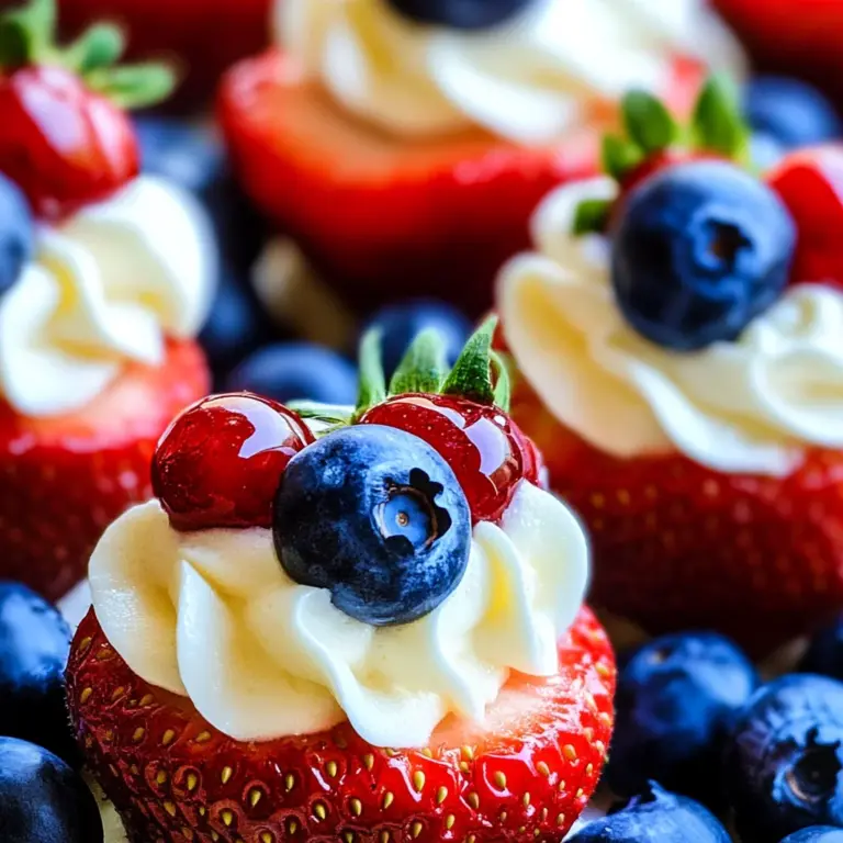 Red, White, and Blue Cheesecake Strawberries