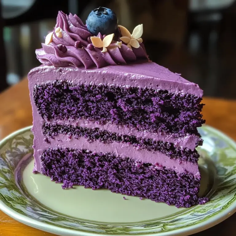 Royal Purple Velvet Cake with Creamy Vanilla Frosting