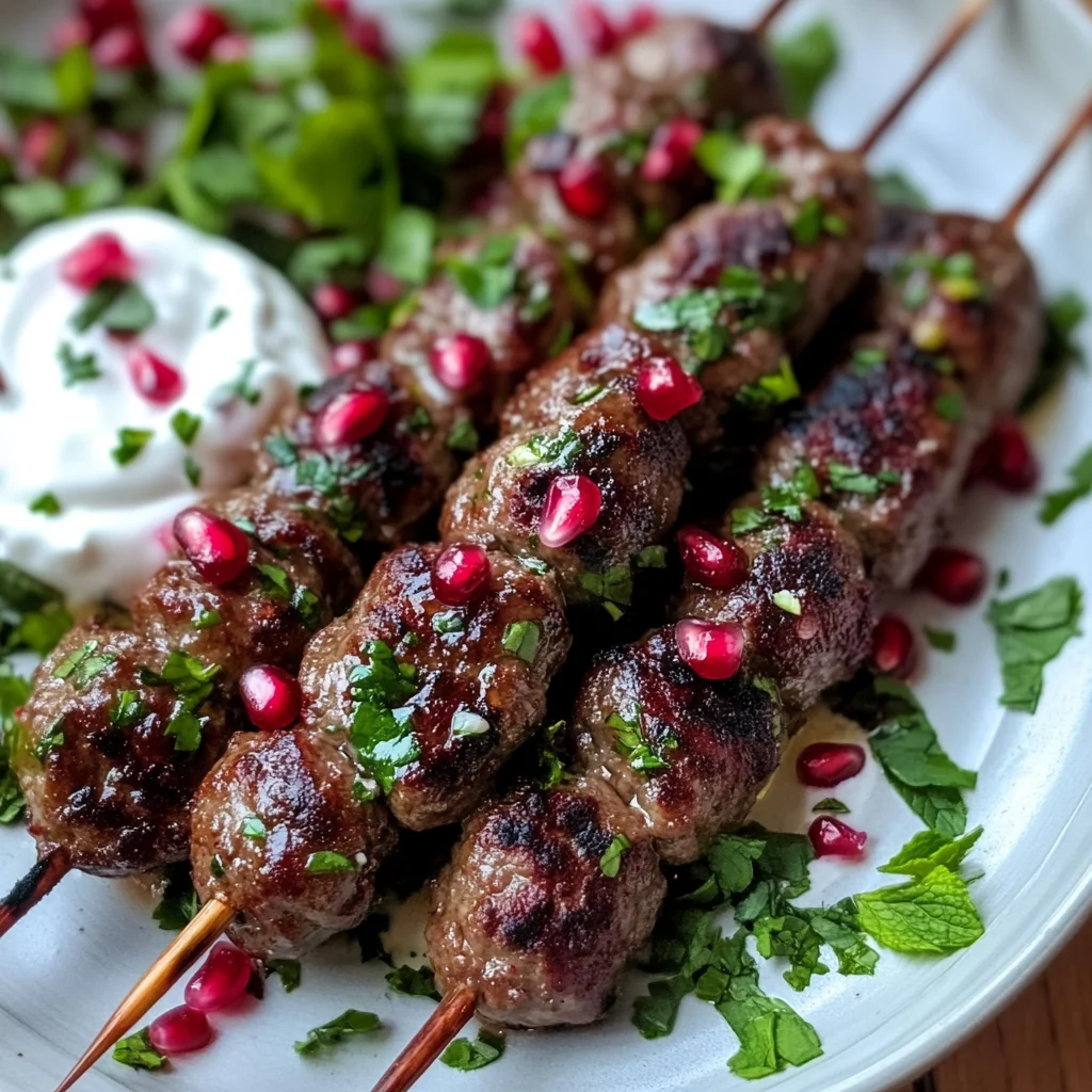 Turkish Lamb Koftas with Pomegranate Glaze and Mint Yogurt