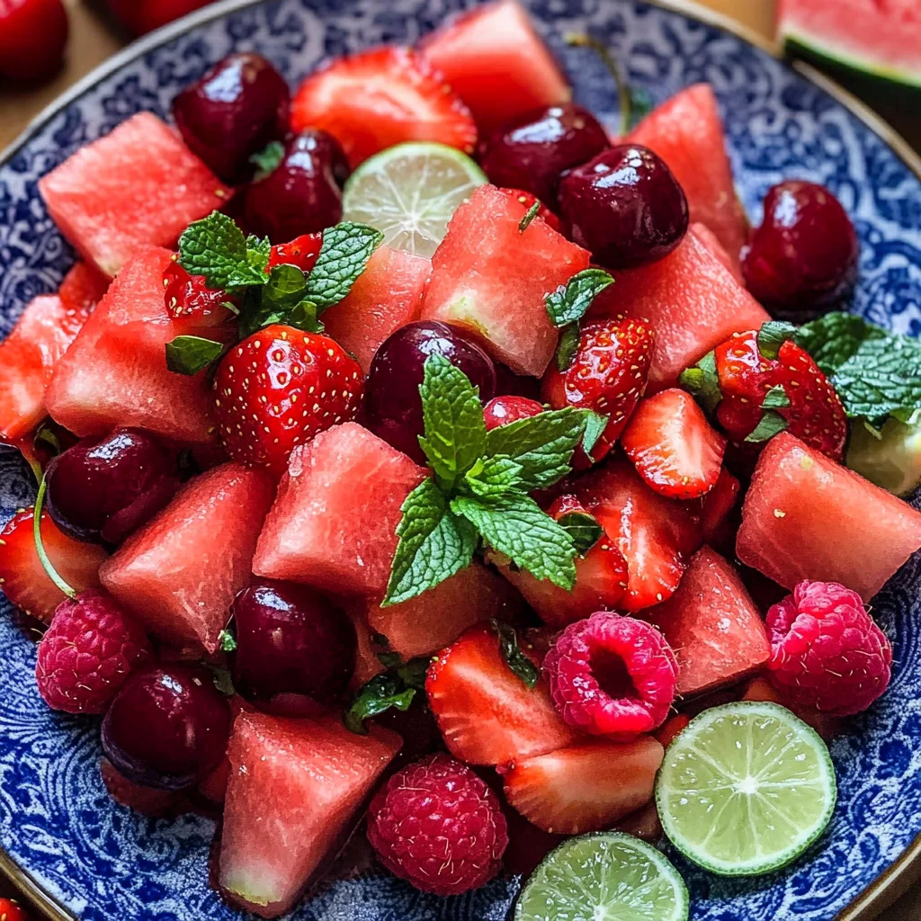 Watermelon Fruit Salad with Lime Mint Dressing